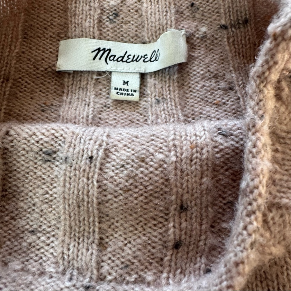 Madewell Dovegal Evercrest  Pink Speckled Ribbed Turtleneck Medium Sweater - Picture 6 of 7
